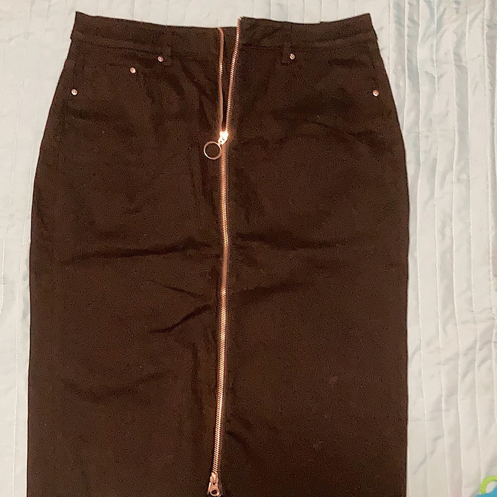 Black denim skirt